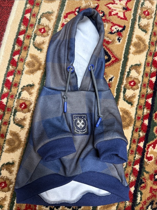DIXXON Other - DIXXON Blue and Navy Plaid Dog Hoodie